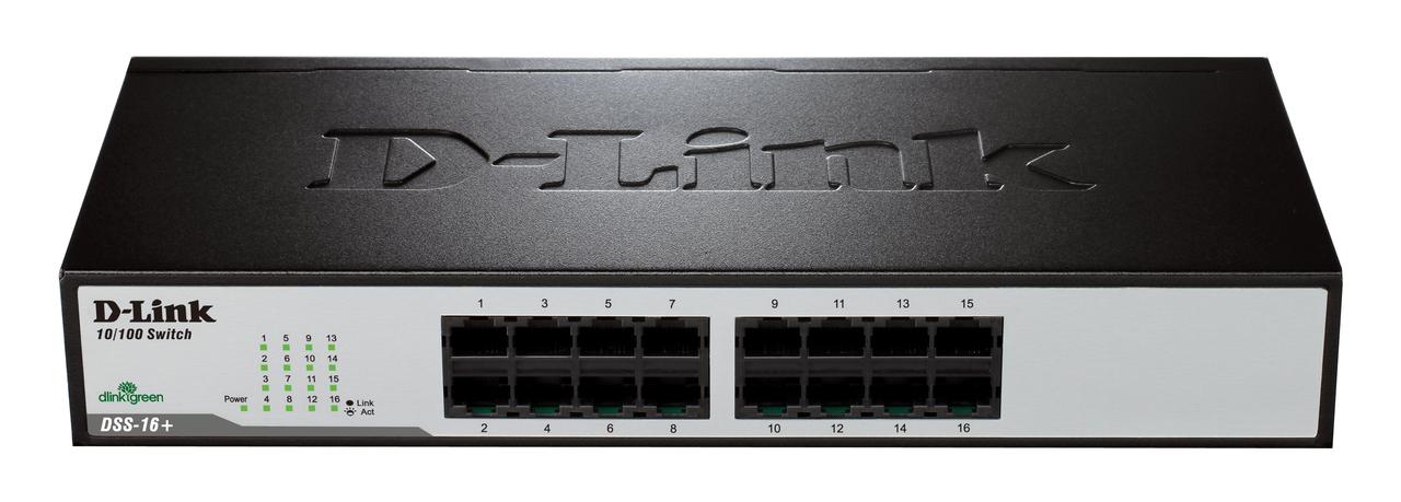 D-Link 16-Port 10/100 Unmanaged Ethernet Desktop Switch, Desktop/Rack Mountable (DSS-16+) - image 1 of 6