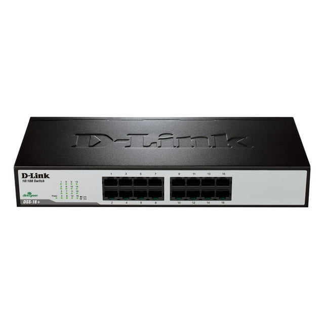 D-Link 16-Port 10/100 Unmanaged Ethernet Desktop Switch, Desktop/Rack Mountable (DSS-16+)