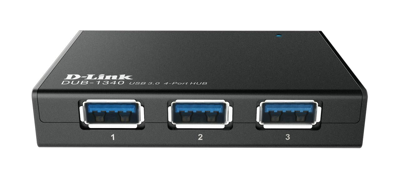 D-Link 4-Port USB 3.0 SuperSpeed USB Hub including 4 Fast Charging Ports, micro USB Port and 5V/4A Power Adapter (DUB-1340)
