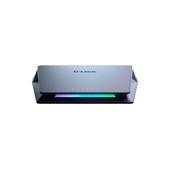 d-link 6-port 10gb & 2.5gb unmanaged gaming switch with 1 x 10g, 5 x 2.5g - rgb lights, multi-gig, network, fanless, plug & play (dms-106xt)