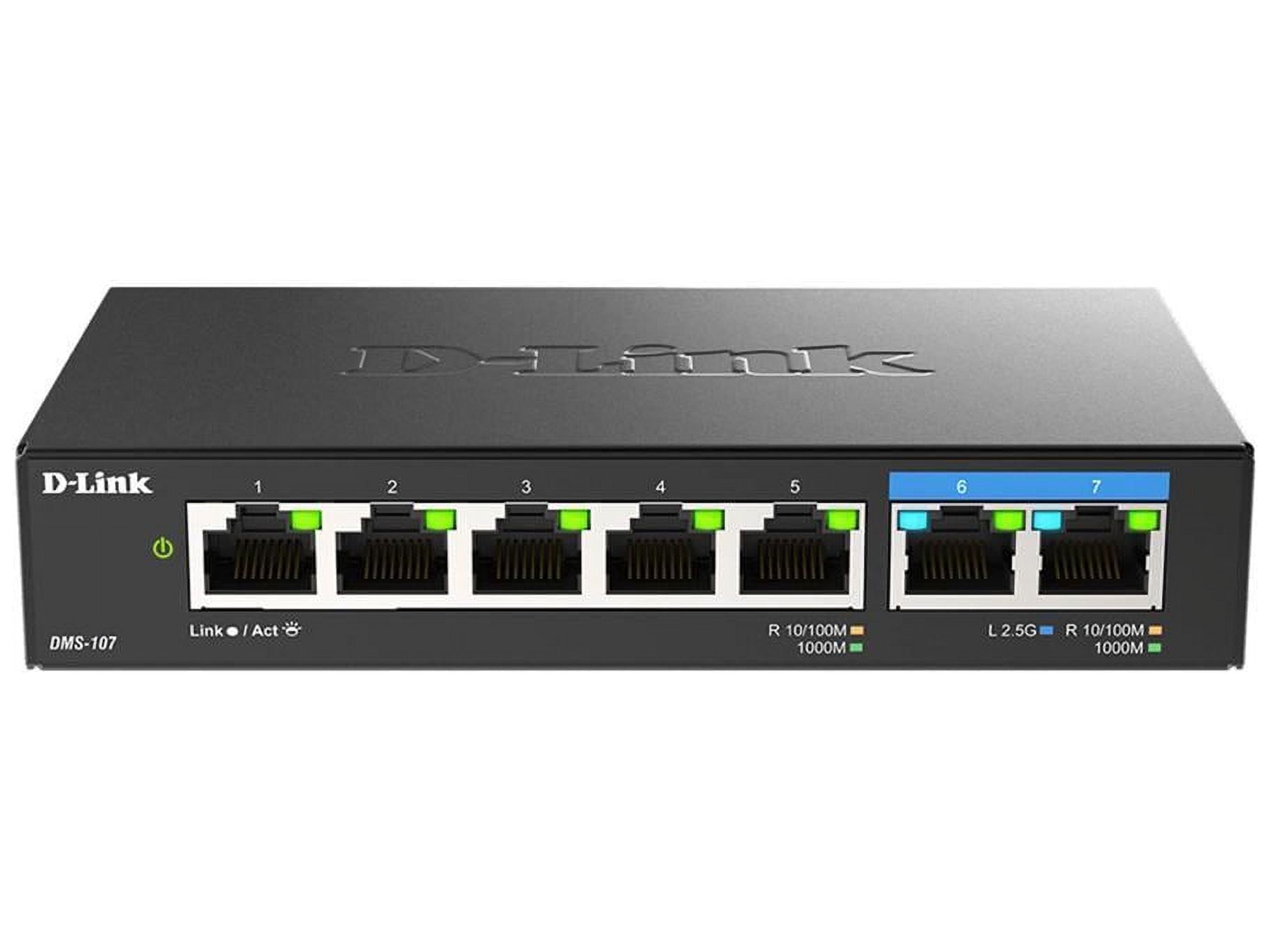 D-Link 7-Port Multi-Gigabit (2.5Gb) Unmanaged Ethernet Switch | 2 x 2.5 Gb, 5 x 10/100/1000Mbps Ports - (DMS-107)
