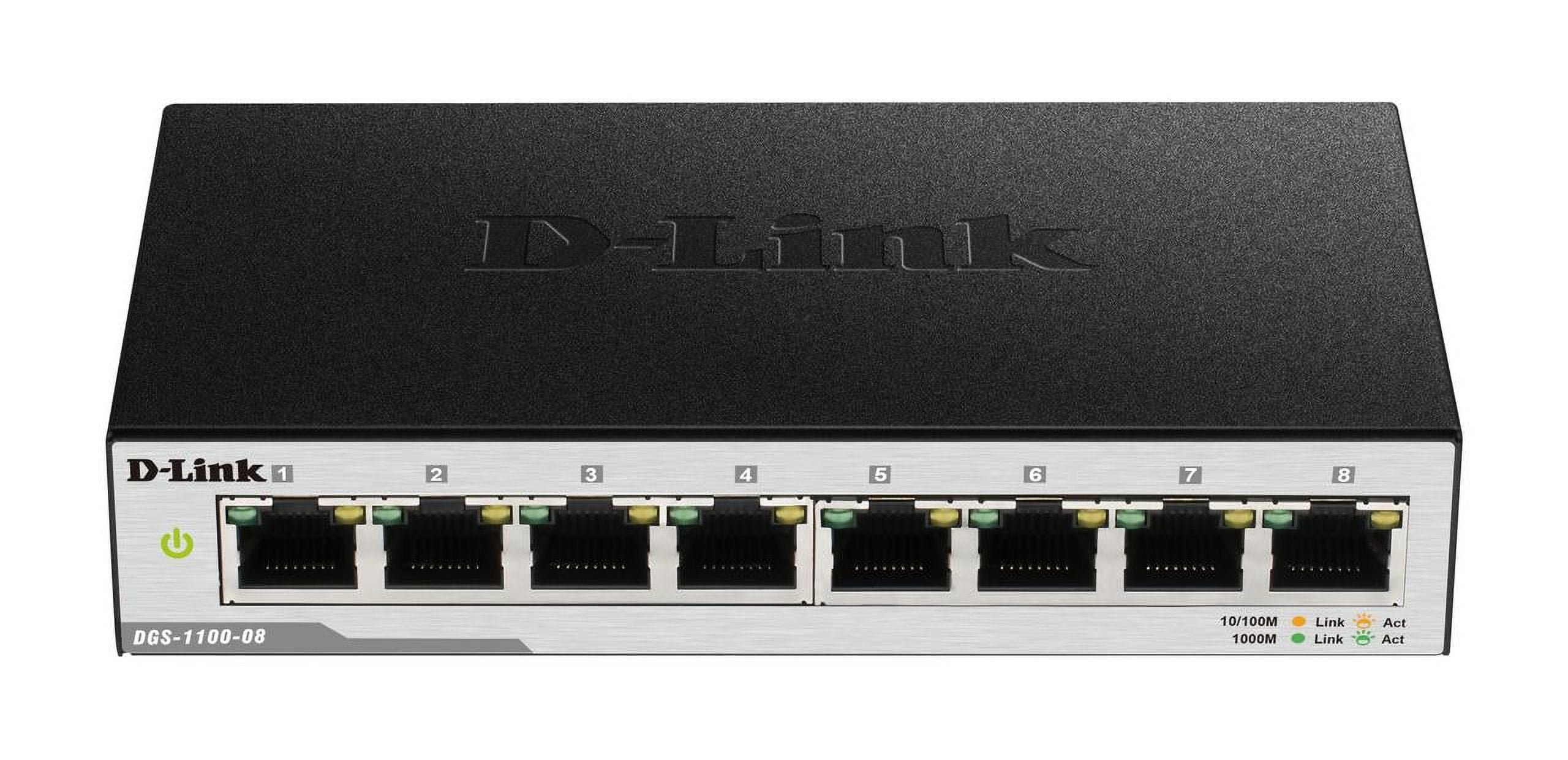 D-Link 8-Port EasySmart Managed Desktop Gigabit Switch, Energy Efficient, Lifetime Warranty (DGS-1100-08)