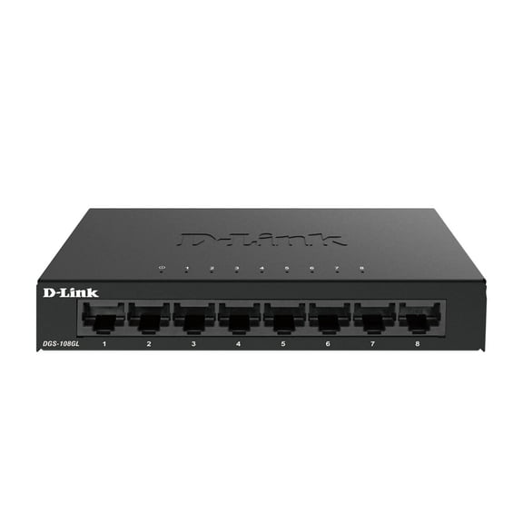 D-Link DGS-108 Ethernet Switch - 8 Ports - 2 Layer Supported - 4.62 W Power Consumption - Twisted Pair - Desktop - 3 Year Limited Warranty