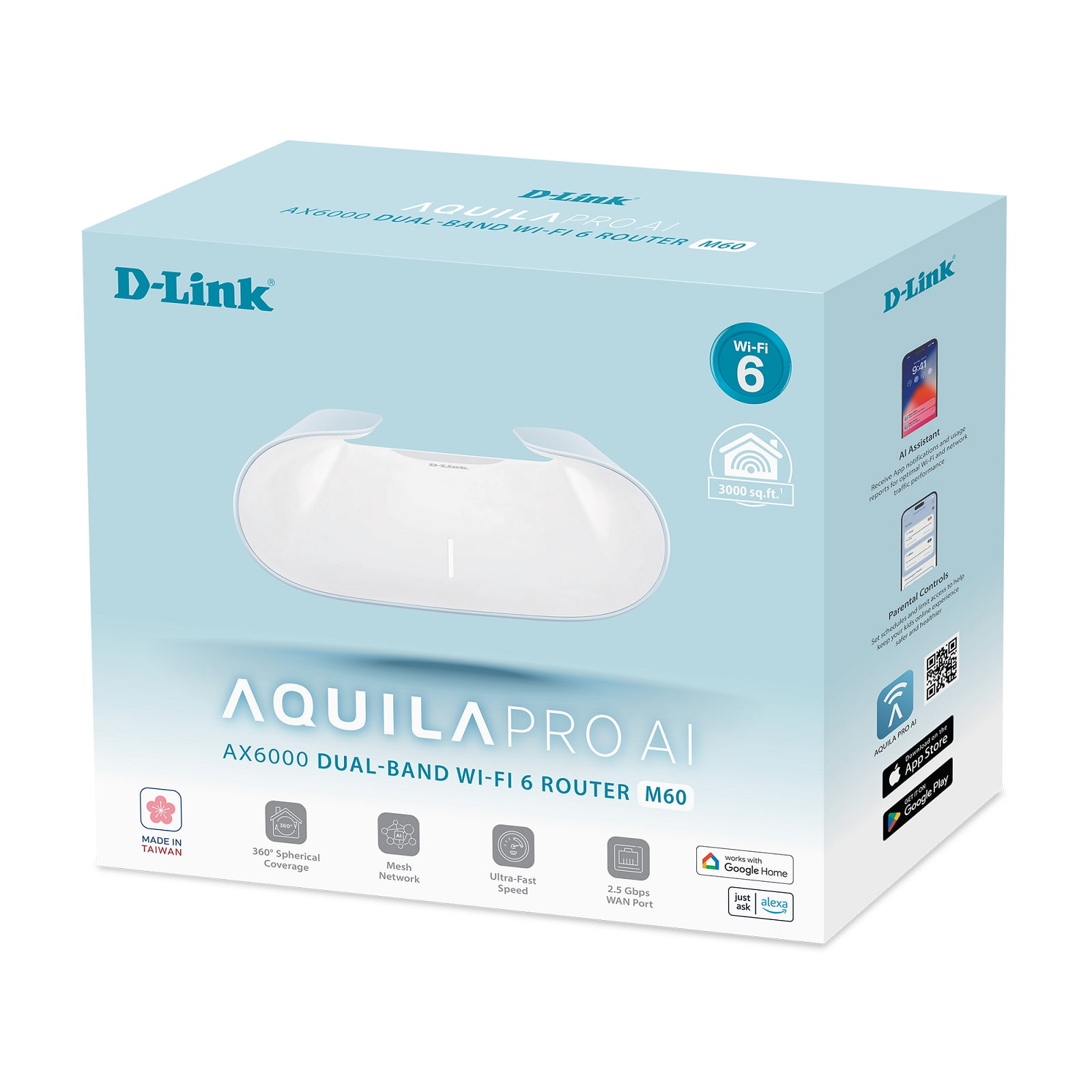 D-Link M60 AX6000 WiFi 6 Mesh Dual Band AQUILA PRO AI Router | High ...