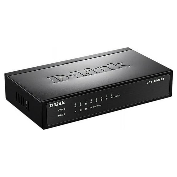 D-Link DES-1008PA 8-Port 10/100 Unmanaged Metal Desktop Switch with 4 PoE Ports (DES1008PA)