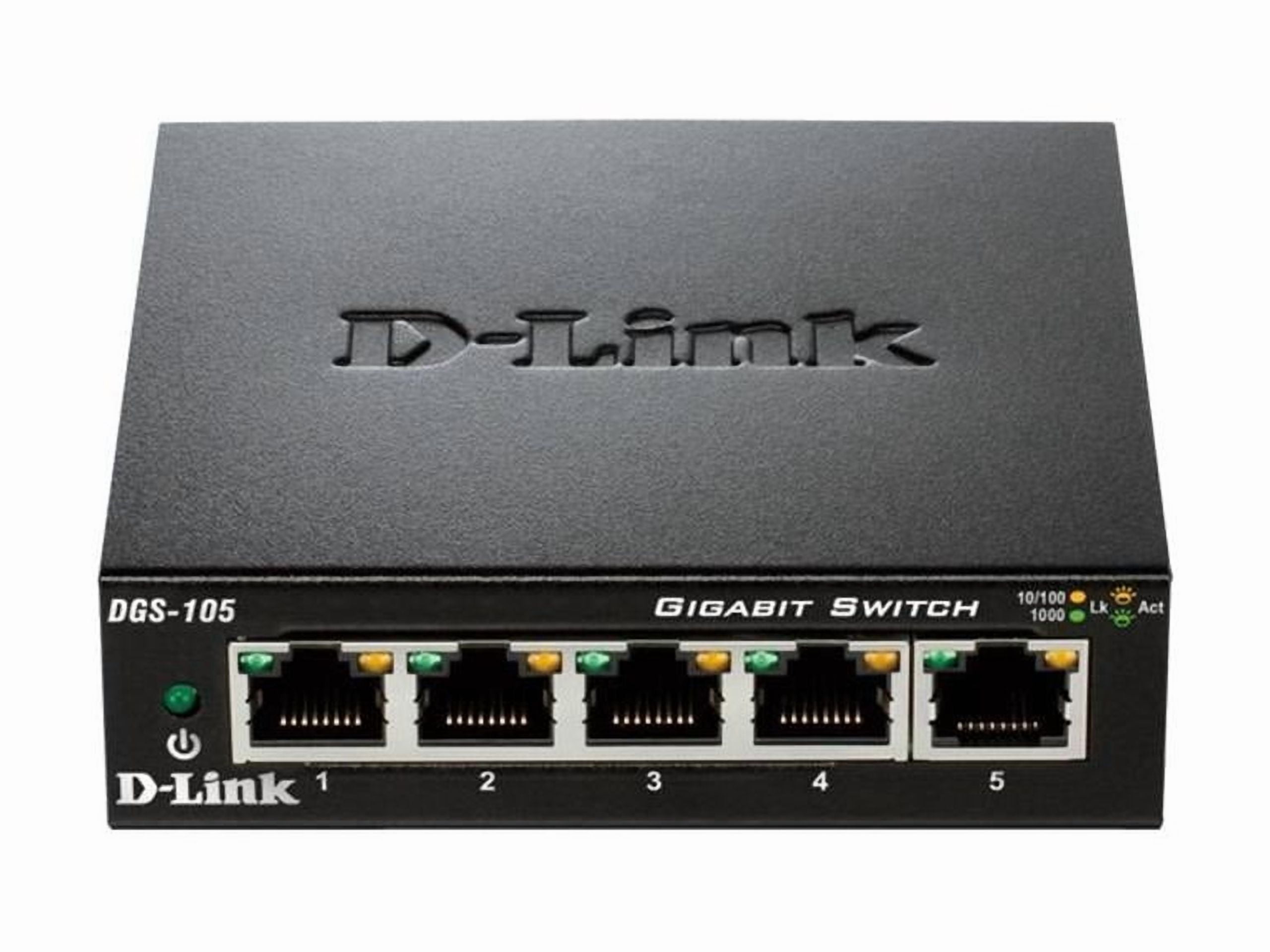 D-Link DGS-105 Ethernet Switch - 5 Ports - 2 Layer Supported - 3.10 W Power Consumption - Twisted Pair - Desktop - 3 Year Limited Warranty