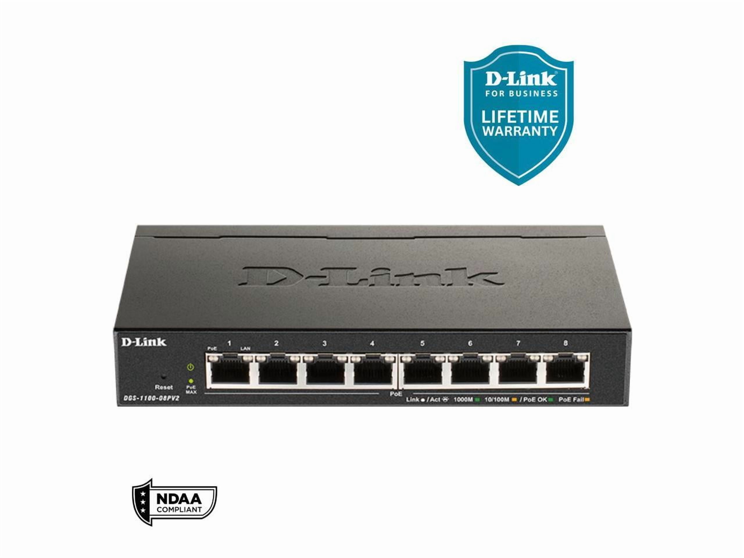 D-Link DGS-1100-08PV2 Ethernet Switch - 8 Ports - Manageable - 2 Layer Supported  (DGS110008PV2)