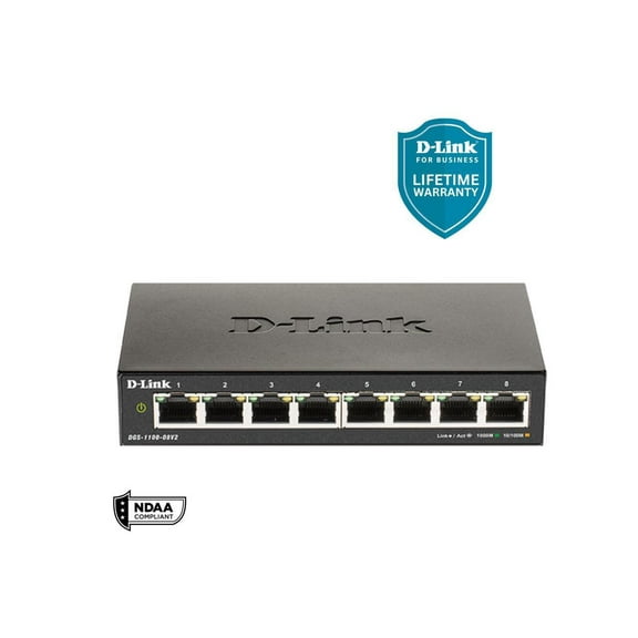 D-Link DGS 1100-08V2 - Switch - smart - 8 x 10/100/1000 - desktop - AC 100/240 V