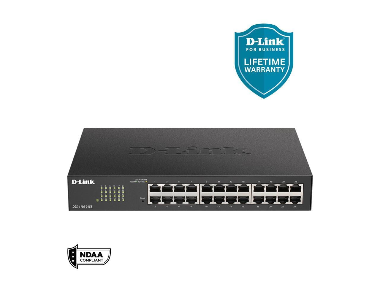 D-Link DGS-1100-24V2 Ethernet Switch - 24 Ports - Manageable - 2 Layer Supported - Twisted Pair - 1U High - Rack-mountable, Desktop
