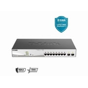 Web Smart Switch with 8 10/100/1000Base-T PoE ports and 2 1000Base-X SFP ports DGS-1210-10MP