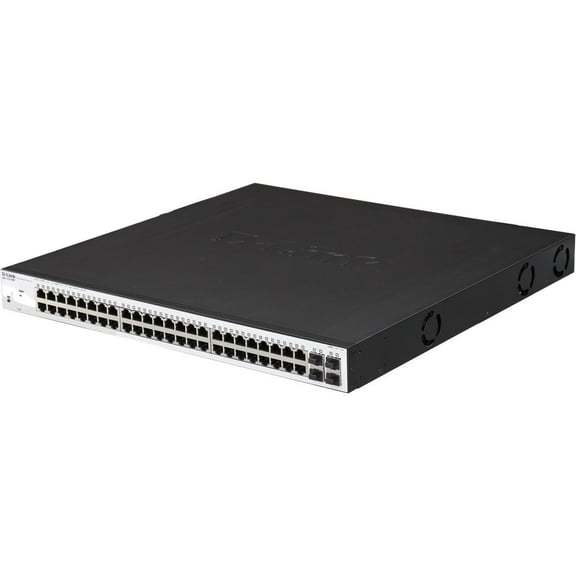 D-Link DGS-1210-52MP Ethernet Switch - 52 Ports - Manageable - Gigabit Ethernet - 10/100/1000Base-T, 1000Base-X - 2 Layer Supported - 4 SFP Slots - Twisted Pair, Optical Fiber - 1U High - Desktop,