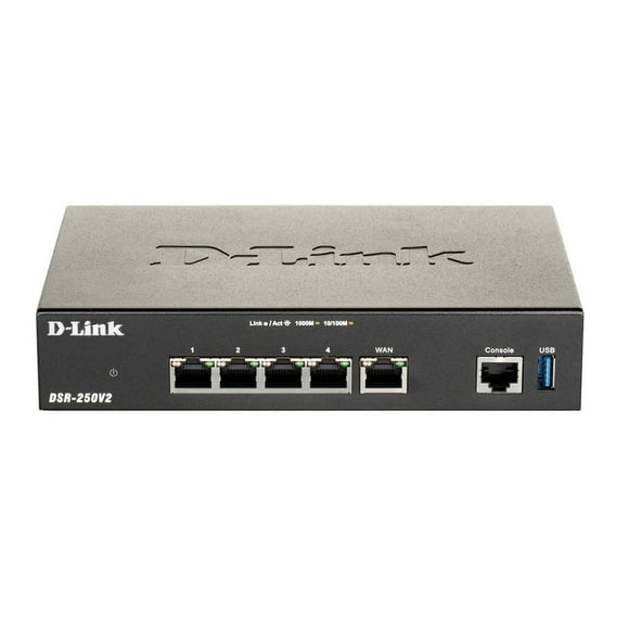 D-Link Unified Services VPN Router, 4 Port Gigabit Dual WAN Ethernet Load Balance Firewall Management Solution Mobile Broadband Support (DSR-250V2)