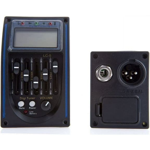 DLuca 5 Band EQ Pre-Amp Pickup with LCD Tuner and Volume Control for Acoustic Guitars Complete Kit