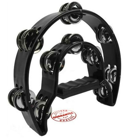 D'Luca 9 Inches Double Cutaway Half Moon Tambourine Black