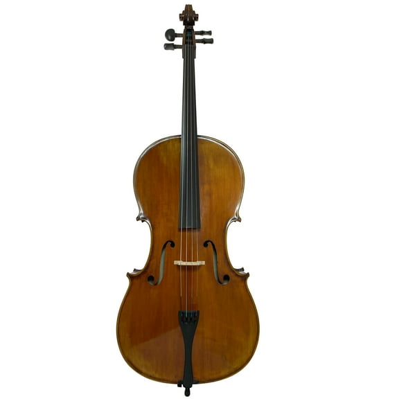 DLuca Flamed Cello Outfit With Ebony fittings And Antique Finish, 1/2 Size
