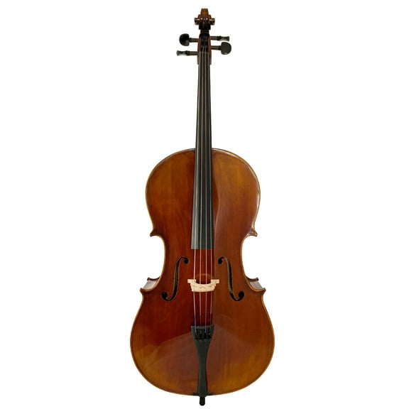 DLuca Flamed Ebony Inlaid Professional Cello Outfit W/Padded Gig Bag, 3/4 Size