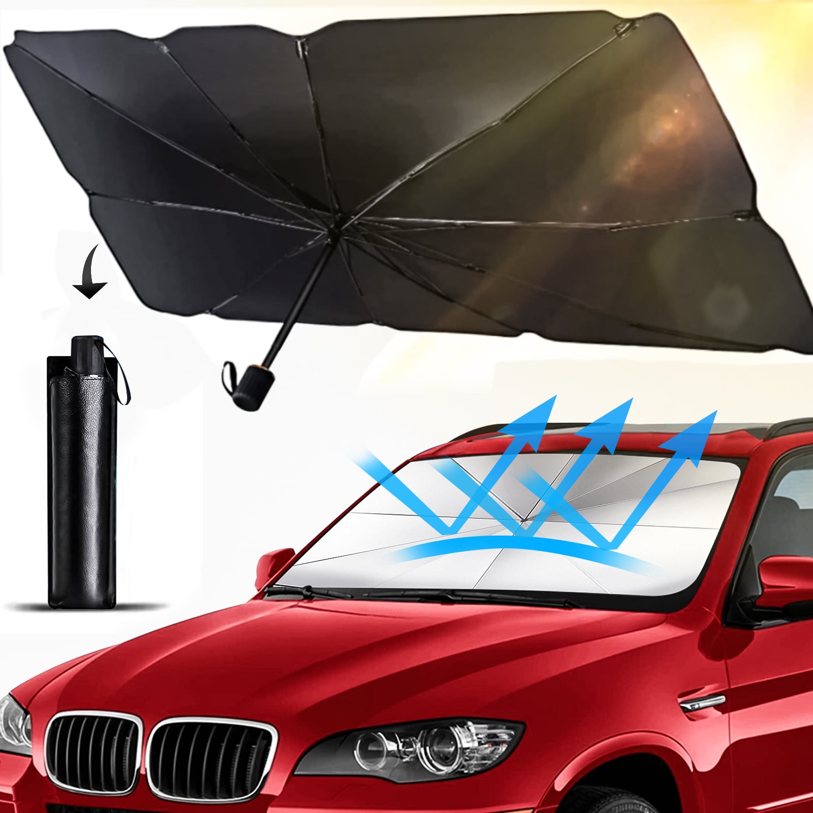 D-Lumina Car Windshield Sun Shade Umbrella, UV Protection & Heat Insulation  Foldable for Most of Cars SUV Trucks (49×26) 