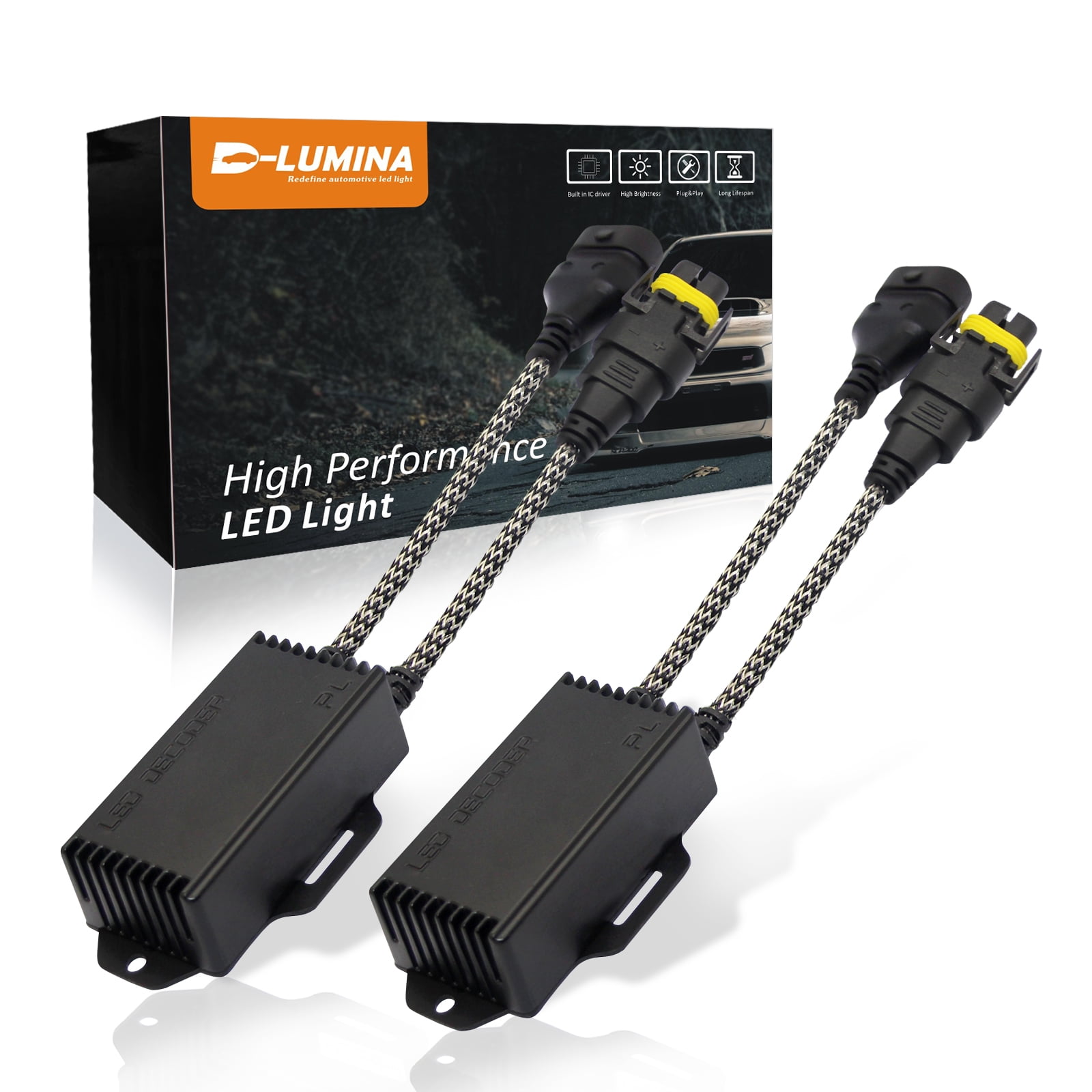 D-Lumina LED Canbus Decoder for Headlights, Error Free Warning Resistors  Canceller fit H8 H9 H11(1 Pair)