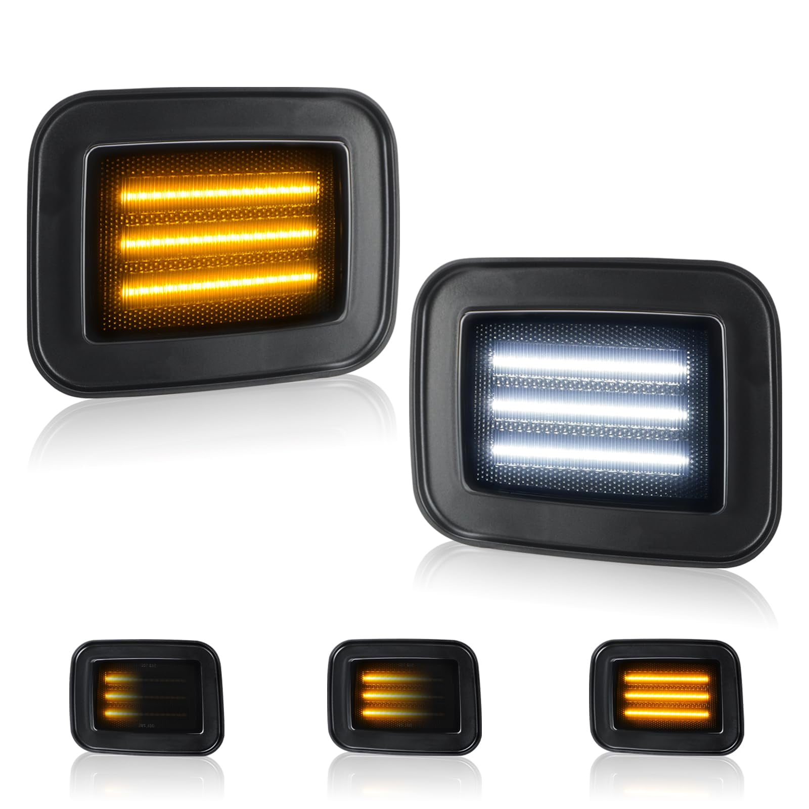 LED Front Side Marker Lights For 2003-2009 Hummer H2 - Amber Sequential Turn Signal Lamps (Pair)