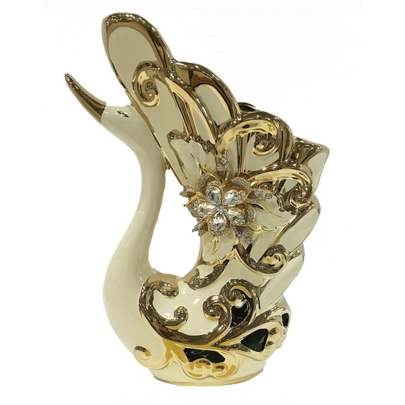 D'Lusso Designs Gold Peacock Vase