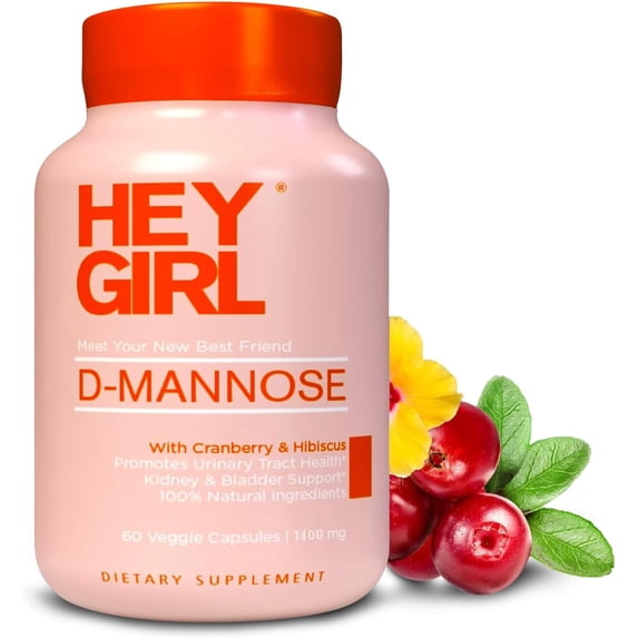 D Mannose Capsules With Cranberry Extract - Fast-Acting UTI Vitamin Supplement Pills - Cleanse & Flush Impurities - D-Mannose 60 Capsules