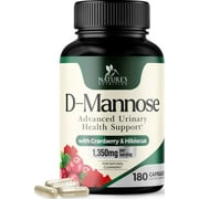 D-Mannose & Cranberry Extract 1350mg Advanced Formula, Fast-Acting Natural Urinary Tract Health Support for Women & Men, Flush Impurities in Urinary Tract & Bladder, Non-GMO, Vegan - 180 Capsules
