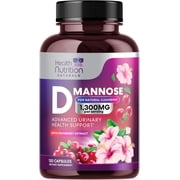D-Mannose Supplement - 1,300mg Organic D Mannose Per Serving with Organic Cranberry Extract, Fast-Acting, Natural Urinary & Bladder Support for Women & Men – Flush & Cleanse Impurities – 120 Capsules