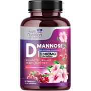 D-Mannose Supplement - 1,300mg Organic D Mannose Per Serving with Organic Cranberry Extract - Fast-Acting, Natural Urinary & Bladder Support for Women & Men – Flush & Cleanse Impurities – 60 Capsules