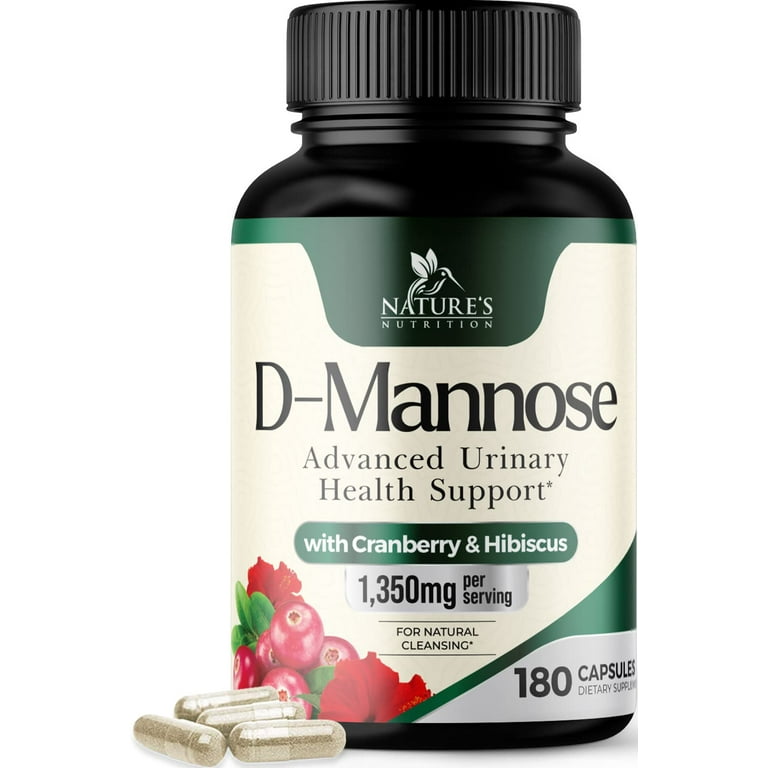 D-Mannose & Cranberry Extract 1350mg, Fast-Acting to Support Natural Urinary Tract Health for Women & Men, Comprehensive Urinary Health Formula with