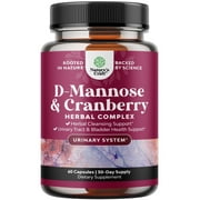 D Mannose with Cranberry Extract Capsules - 1000mg per Serving Capsules with Hibiscus & Dandelion Kidney Cleanse and Urinary Tract Health for Women (1 Month)