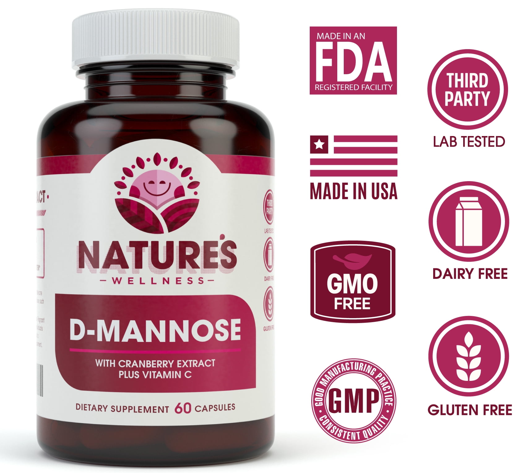 D Mannose with Cranberry Extract and Vitamin C Urinary Tract Health