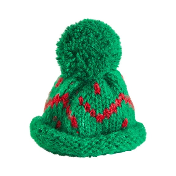 D Mini Christmas Hat, Woolen Tree Topper Cap, 6X6.5Cm Red And White