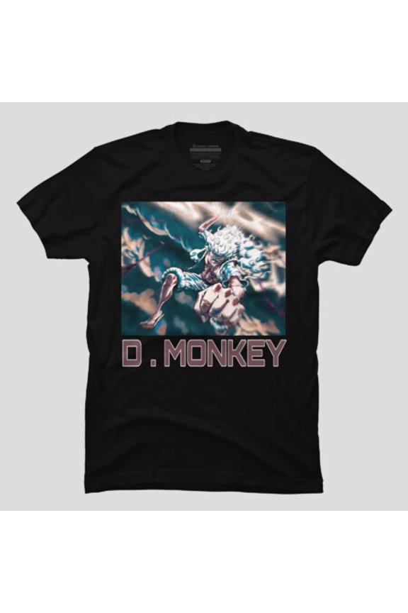 D Monkey Minimalist Monogram Initial Graphic T-shirt M2982915, Up to Size 5XL