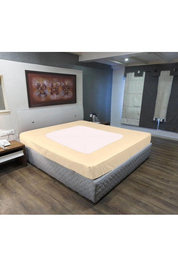 1 Piece Box Spring Cover - 100% Egyptian Cotton, 800 TC, Wrap Around 4 Sides Bed Skirt for Hotel & Home, Fits Box Springs up to 15 Inch - Twin, Stripe Ivory Color