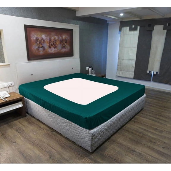 D.N.G. BEDDINGS 1 Piece Box Spring Cover - 100% Egyptian Cotton, 800 TC, Wrap Around 4 Sides Bed Skirt for Hotel & Home, Fits Box Springs up to 21 Inch - Twin XL, Stripe Teal Color