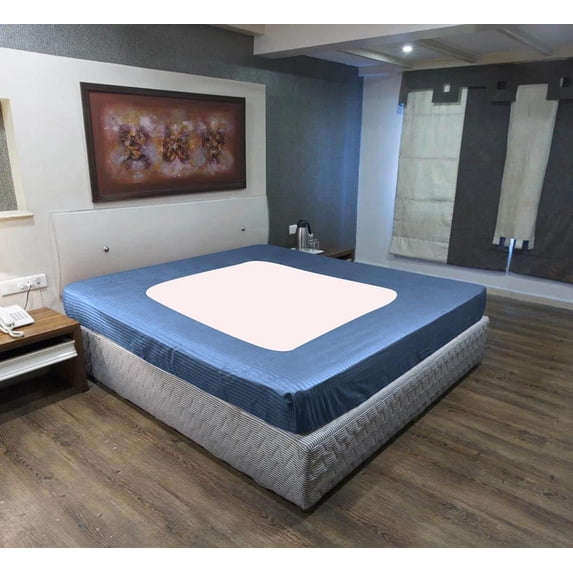 D.N.G. BEDDINGS 1 Piece Box Spring Cover - 100% Egyptian Cotton, 800 TC, Wrap Around 4 Sides Bed Skirt for Hotel & Home, Fits Box Springs up to 18 Inch - Cal King, Stripe Medium Blue Color