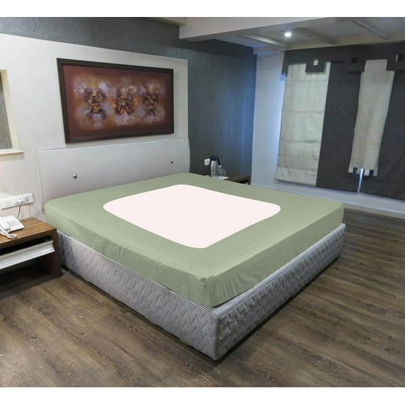 D.N.G. BEDDINGS 1 Piece Box Spring Cover - 100% Egyptian Cotton, 800 TC, Wrap Around 4 Sides Bed Skirt for Hotel & Home, Fits Box Springs up to 8 Inch - Cal King, Stripe Light Sage Color