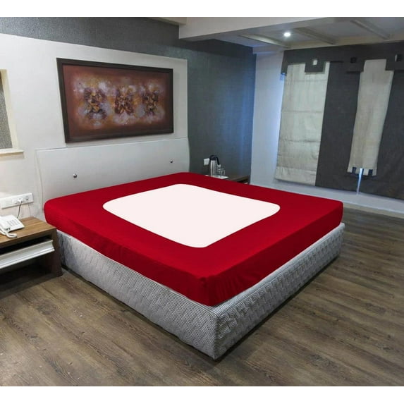 D.N.G. BEDDINGS 1 Piece Box Spring Cover - 100% Egyptian Cotton, 800 TC, Wrap Around 4 Sides Bed Skirt for Hotel & Home, Fits Box Springs up to 8 Inch - Twin, Stripe Red Color