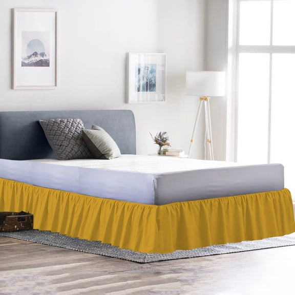 D.N.G. BEDDINGS 1 Piece Dust Ruffle Bed Skirt, 15 Inch Deep Pocket, 800 Thread Cotton 100% Egyptian Cotton, California King Size (72" x 84") Inch, Solid Gold