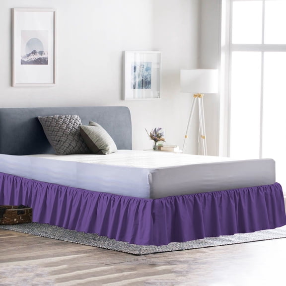 D.N.G. BEDDINGS 1 Piece Dust Ruffle Bed Skirt, 15 Inch Deep Pocket, 800 Thread Cotton 100% Egyptian Cotton, Full Size (54" x 75") Inch, Solid Purple