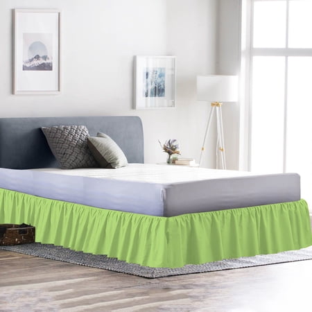 D.N.G. BEDDINGS 1 Piece Dust Ruffle Bed Skirt, 21 Inch Deep Pocket, 800 Thread Cotton 100% Egyptian Cotton, Queen Size (60" x 80") Inch, Solid Sage