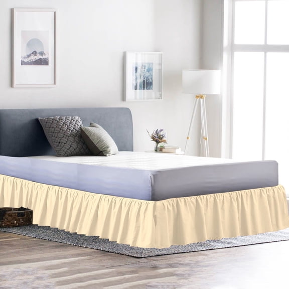D.N.G. BEDDINGS 1 Piece Dust Ruffle Bed Skirt, 21 Inch Deep Pocket, 800 Thread Cotton 100% Egyptian Cotton, Twin Size (39" x 75") Inch, Solid Ivory
