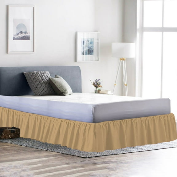 D.N.G. BEDDINGS 1 Piece Dust Ruffle Bed Skirt, 21 Inch Deep Pocket, 800 Thread Cotton 100% Egyptian Cotton, Twin XL Size (39" x 80") Inch, Solid Taupe