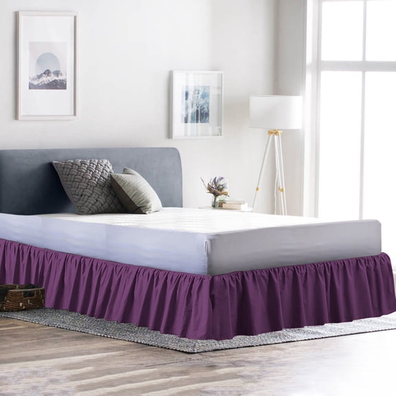 D.N.G. BEDDINGS 1 Piece Dust Ruffle Bed Skirt, 26 Inch Deep Pocket, 800 Thread Cotton 100% Egyptian Cotton, Queen Size (60" x 80") Inch, Solid Plum