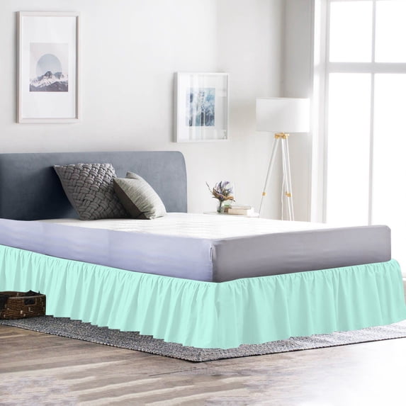 D.N.G. BEDDINGS 1 Piece Dust Ruffle Bed Skirt, 6 Inch Deep Pocket, 800 Thread Cotton 100% Egyptian Cotton, King Size (76" x 80") Inch, Solid Aqua Blue