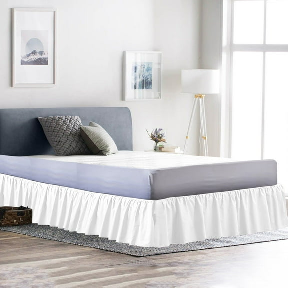 D.N.G. BEDDINGS 1 Piece Dust Ruffle Bed Skirt, 6 Inch Deep Pocket, 800 Thread Cotton 100% Egyptian Cotton, Twin Size (39" x 75") Inch, Solid White
