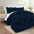 thumbnail image 1 of D.N.G. BEDDINGS 1 Piece Luxurious Diamond Ruffle Comforter Super Soft, All Season Pintuck 800 Thread Count, 100% Egyptian Cotton, Oversized Super King Size Navy Color, 1 of 9