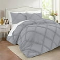 thumbnail image 1 of D.N.G. BEDDINGS 1 Piece Luxurious Diamond Ruffle Comforter Super Soft, All Season Pintuck 800 Thread Count, 100% Egyptian Cotton, Oversized Super King Size Silver Color, 1 of 9