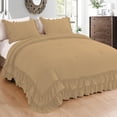 thumbnail image 1 of D.N.G. BEDDINGS 1 Piece Luxury 5 Inch Two Layer Ruffle Comforter Premium Super Soft, 800 TC, 100% Egyptian Cotton, Super Soft, Super King Size Taupe Color, 1 of 7