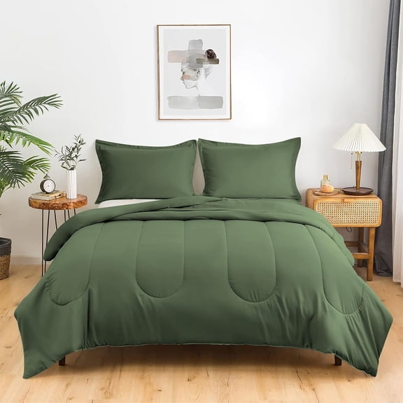 D.N.G. BEDDINGS 1 Piece Luxury Thicker Pattern Comforter, Premium Super Soft, 800 Thread Count, 100% Egyptian Cotton, Twin/Twin XL Size Moss Solid Color